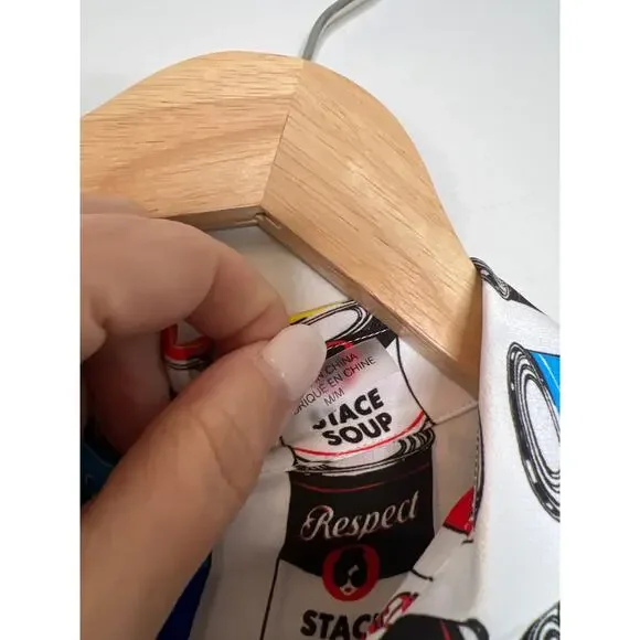 NEW Alice + Olivia Stace Soup Willa Button Long Sleeve Blouse Blue Size: Medium - Picture 5 of 8